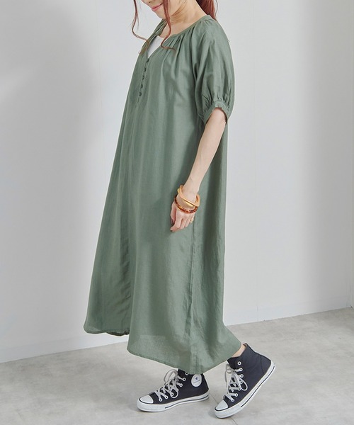Fizz(フィズ)の「【Fizz/フィズ】 綿麻ミックス ボリューム袖ワンピース(ワンピース・レディース・グレイッシュベージュ/チャコール/ライトカーキ/ベージュ・M)」の17枚目の写真