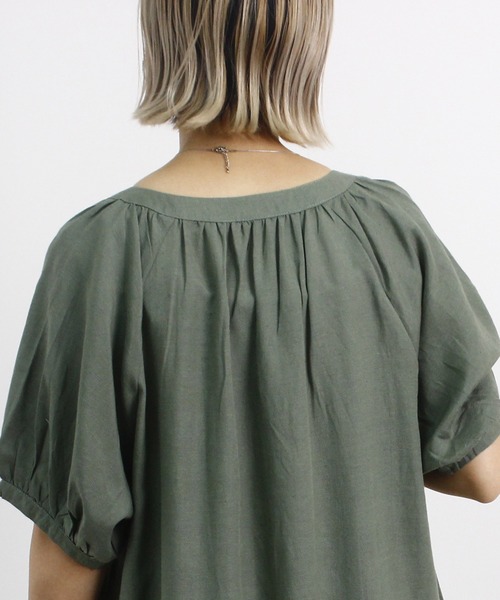 Fizz(フィズ)の「【Fizz/フィズ】 綿麻ミックス ボリューム袖ワンピース(ワンピース・レディース・グレイッシュベージュ/チャコール/ライトカーキ/ベージュ・M)」の8枚目の写真