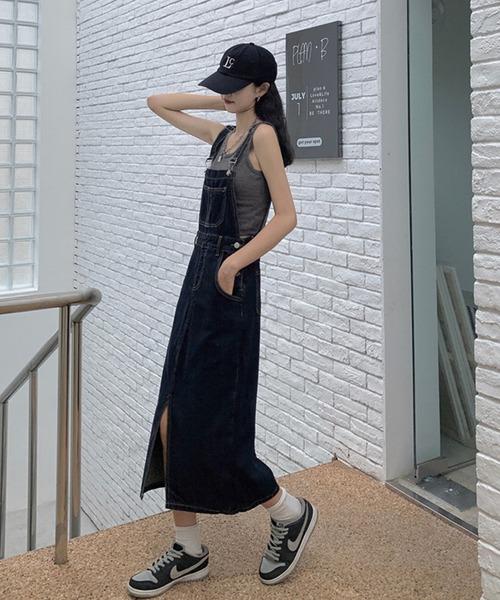aimoha(アイモハ)の「スリットデニムジャンスカ(サロペット/オーバーオール・レディース・ブルー・SMALL/MEDIUM/X-LARGE/LARGE)」の6枚目の写真