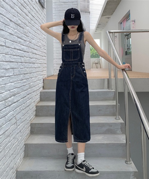 aimoha(アイモハ)の「スリットデニムジャンスカ(サロペット/オーバーオール・レディース・ブルー・SMALL/MEDIUM/X-LARGE/LARGE)」の10枚目の写真