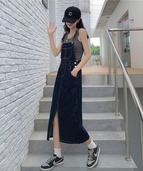 aimoha(アイモハ)の「スリットデニムジャンスカ(サロペット/オーバーオール・レディース・ブルー・SMALL/MEDIUM/X-LARGE/LARGE)」の11枚目の写真