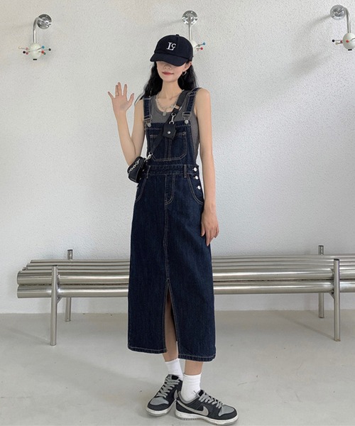 aimoha(アイモハ)の「スリットデニムジャンスカ(サロペット/オーバーオール・レディース・ブルー・SMALL/MEDIUM/X-LARGE/LARGE)」の13枚目の写真