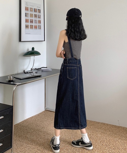 aimoha(アイモハ)の「スリットデニムジャンスカ(サロペット/オーバーオール・レディース・ブルー・SMALL/MEDIUM/X-LARGE/LARGE)」の14枚目の写真