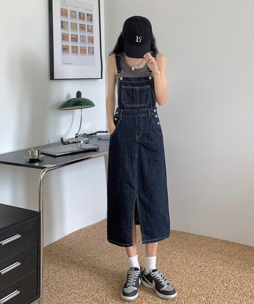 aimoha(アイモハ)の「スリットデニムジャンスカ(サロペット/オーバーオール・レディース・ブルー・SMALL/MEDIUM/X-LARGE/LARGE)」の15枚目の写真