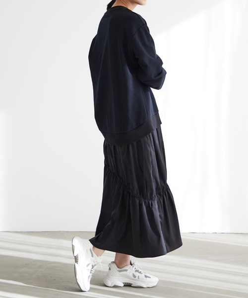 for/c(フォーシー)の「裏毛ドッキングワンピース【サスティナブル】(ワンピース・レディース・ブラック/チャコール・LL/S/M/L)」の5枚目の写真