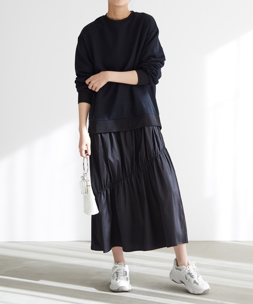 for/c(フォーシー)の「裏毛ドッキングワンピース【サスティナブル】(ワンピース・レディース・ブラック/チャコール・LL/S/M/L)」の7枚目の写真