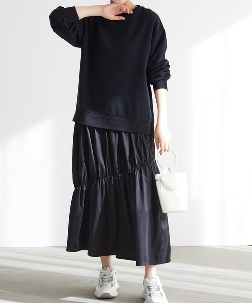 for/c(フォーシー)の「裏毛ドッキングワンピース【サスティナブル】(ワンピース・レディース・ブラック/チャコール・LL/S/M/L)」の8枚目の写真