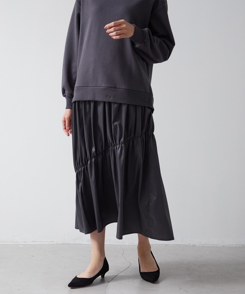 for/c(フォーシー)の「裏毛ドッキングワンピース【サスティナブル】(ワンピース・レディース・ブラック/チャコール・LL/S/M/L)」の13枚目の写真