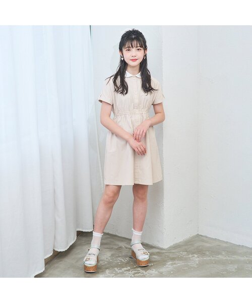 algy（アルジー）の「ストライプシャーリングシャツワンピ（ワンピース・キッズ・ラベンダー/ベージュ/サックスブルー・XX-SMALL/X-SMALL/MEDIUM/SMALL）」の4枚目の写真