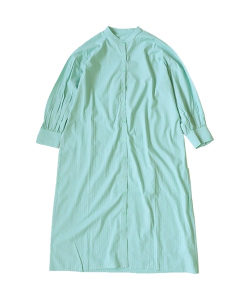 antiqua(アンティカ)の「綿混素材ストライプ柄シャツワンピース(シャツワンピース・レディース・グリーン系その他/ブルー系その他/オレンジ系その他/ネイビー・FREE)」の14枚目の写真