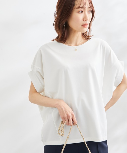 ROPE' PICNIC（ロペピクニック）の「洗える/ゴールドパーツバンザイスリーブカットソー（Tシャツ/カットソー・レディース・ホワイト/ブラック/ベージュ/サックスブルー/ライトグリーン・38）」の11枚目の写真