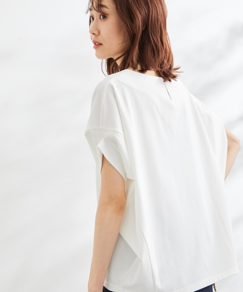 ROPE' PICNIC（ロペピクニック）の「洗える/ゴールドパーツバンザイスリーブカットソー（Tシャツ/カットソー・レディース・ホワイト/ブラック/ベージュ/サックスブルー/ライトグリーン・38）」の16枚目の写真