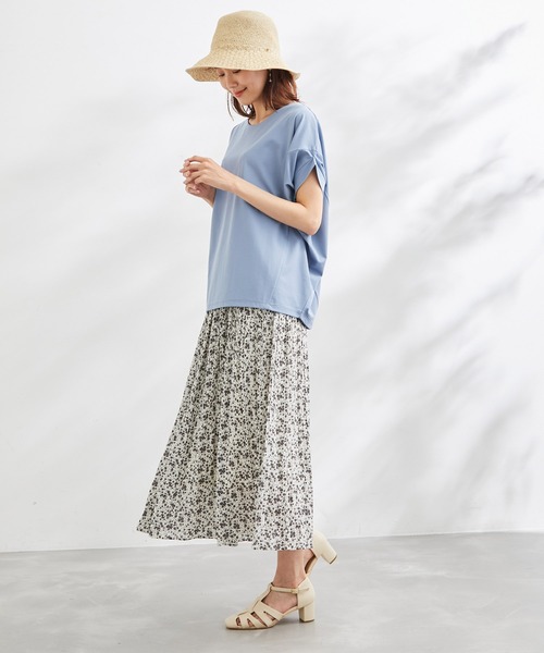 ROPE' PICNIC（ロペピクニック）の「洗える/ゴールドパーツバンザイスリーブカットソー（Tシャツ/カットソー・レディース・ホワイト/ブラック/ベージュ/サックスブルー/ライトグリーン・38）」の8枚目の写真