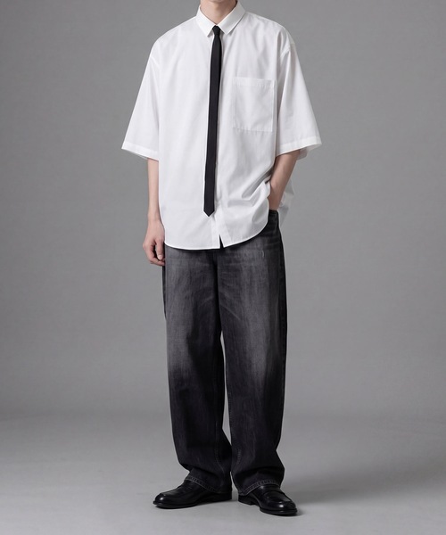 ato(アトウ)の「OVERSIZED HALF SLEEVE SHIRTS(シャツ/ブラウス・メンズ・ブルー/ブラック/ホワイト/ライトグレー・48/46/44)」の18枚目の写真