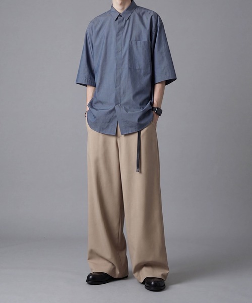 ato(アトウ)の「OVERSIZED HALF SLEEVE SHIRTS(シャツ/ブラウス・メンズ・ブルー/ブラック/ホワイト/ライトグレー・48/46/44)」の19枚目の写真