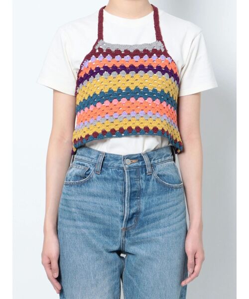 jouetie（ジュエティ）の「クロシェホルターネックニット【セットアップ対応】（ニット/セーター・レディース・ブラック/イエロー・MEDIUM）」の7枚目の写真