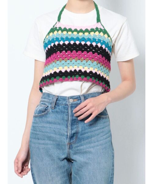 jouetie（ジュエティ）の「クロシェホルターネックニット【セットアップ対応】（ニット/セーター・レディース・ブラック/イエロー・MEDIUM）」の15枚目の写真