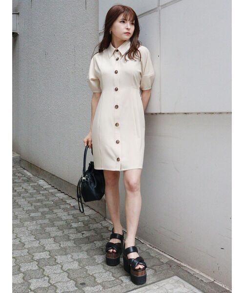 MURUA（ムルーア）の「ランタンスリーブミニワンピース（ワンピース・レディース・アイボリー/ブラウン・FREE）」の10枚目の写真