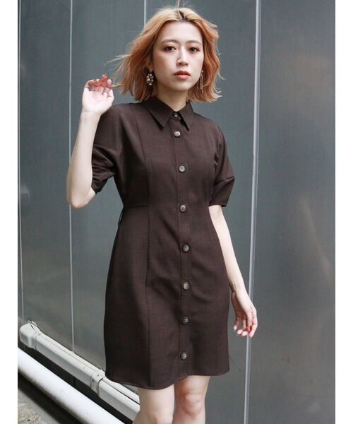 MURUA（ムルーア）の「ランタンスリーブミニワンピース（ワンピース・レディース・アイボリー/ブラウン・FREE）」の7枚目の写真