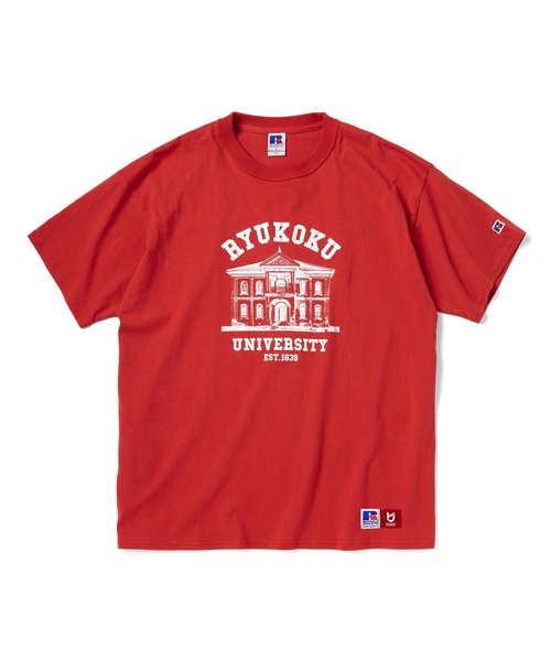 Russell Athletic(ラッセルアスレティック)の「【RYUKOKU UNIVERSITY】カレッジロゴTシャツA(Tシャツ/カットソー・メンズ・ホワイト/レッド・XL/S/M/L)」の2枚目の写真