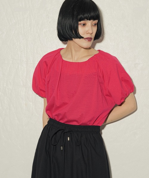 ottilie(オティーリエ)の「toricot toricot ギャザーフレンチプルオーバー ★(Tシャツ/カットソー・レディース・ブルー/ピンク/オフホワイト/チャコール/グリーン/ブラック・FREE)」の6枚目の写真