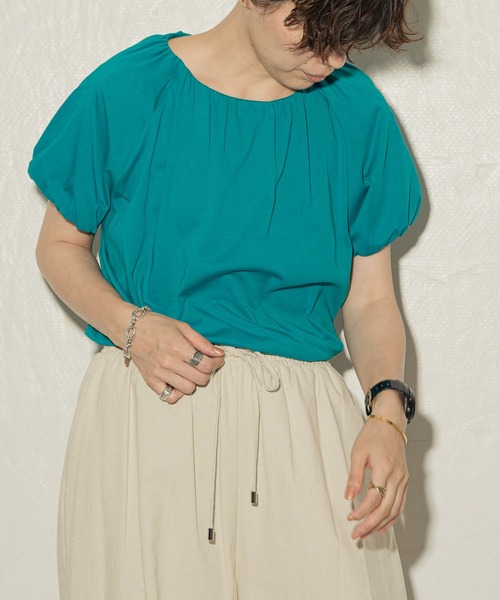ottilie(オティーリエ)の「toricot toricot ギャザーフレンチプルオーバー ★(Tシャツ/カットソー・レディース・ブルー/ピンク/オフホワイト/チャコール/グリーン/ブラック・FREE)」の5枚目の写真