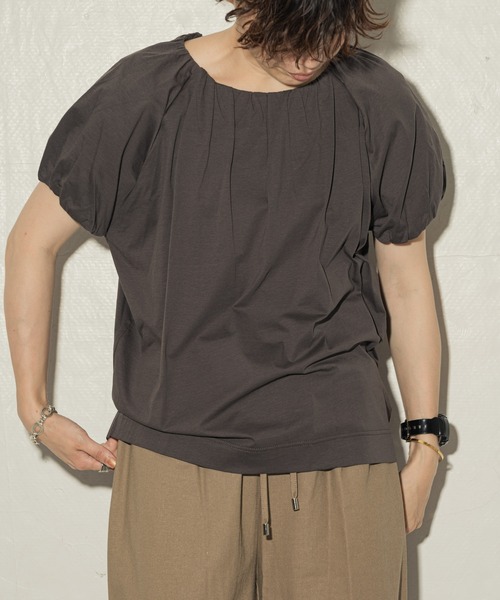 ottilie(オティーリエ)の「toricot toricot ギャザーフレンチプルオーバー ★(Tシャツ/カットソー・レディース・ブルー/ピンク/オフホワイト/チャコール/グリーン/ブラック・FREE)」の3枚目の写真