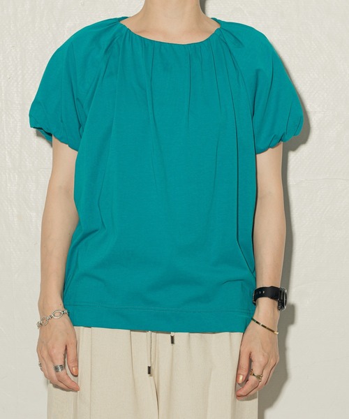 ottilie(オティーリエ)の「toricot toricot ギャザーフレンチプルオーバー ★(Tシャツ/カットソー・レディース・ブルー/ピンク/オフホワイト/チャコール/グリーン/ブラック・FREE)」の12枚目の写真