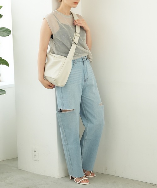 IROHANI（イロハニ）の「ダメージカットデニムパンツ（デニムパンツ・レディース・ライトブルー/グレー・FREE）」の15枚目の写真