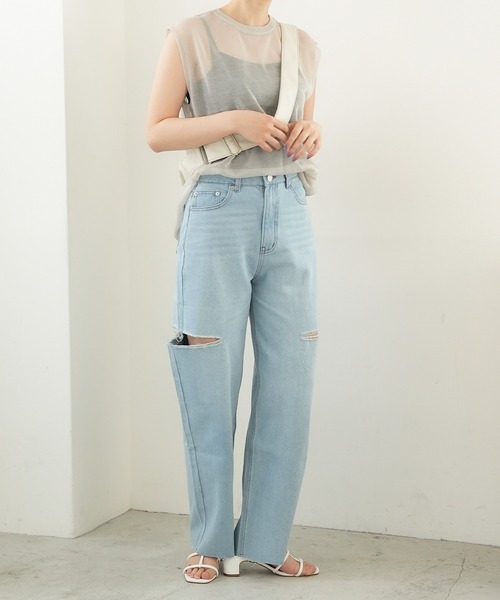 IROHANI（イロハニ）の「ダメージカットデニムパンツ（デニムパンツ・レディース・ライトブルー/グレー・FREE）」の18枚目の写真