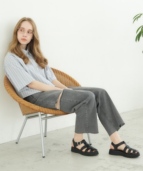 IROHANI（イロハニ）の「ダメージカットデニムパンツ（デニムパンツ・レディース・ライトブルー/グレー・FREE）」の7枚目の写真