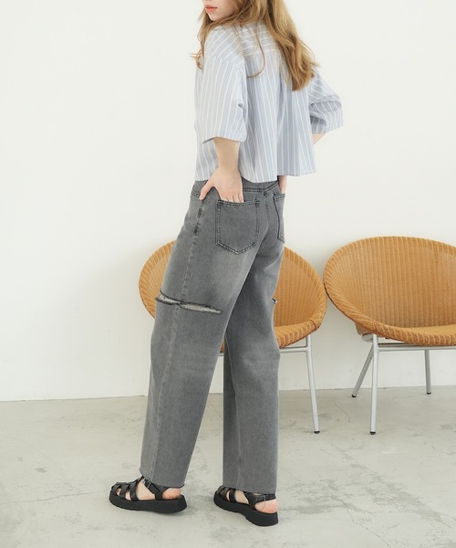 IROHANI（イロハニ）の「ダメージカットデニムパンツ（デニムパンツ・レディース・ライトブルー/グレー・FREE）」の12枚目の写真