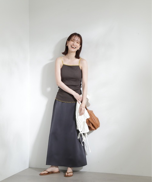 N.（N. Natural Beauty Basic）（エヌエヌナチュラルビューティーベーシック）の「◆テレコカップ付きキャミソール（キャミソール・レディース・チャコール/オフホワイト・MEDIUM）」の17枚目の写真