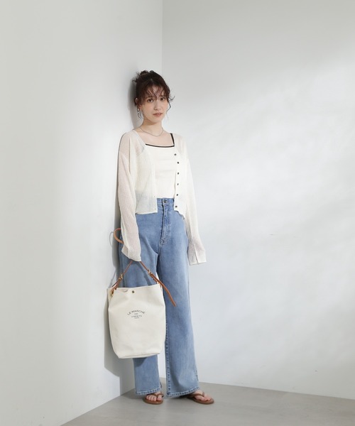 N.（N. Natural Beauty Basic）（エヌエヌナチュラルビューティーベーシック）の「◆テレコカップ付きキャミソール（キャミソール・レディース・チャコール/オフホワイト・MEDIUM）」の6枚目の写真