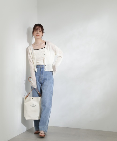 N.（N. Natural Beauty Basic）（エヌエヌナチュラルビューティーベーシック）の「◆テレコカップ付きキャミソール（キャミソール・レディース・チャコール/オフホワイト・MEDIUM）」の7枚目の写真