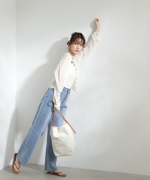 N.（N. Natural Beauty Basic）（エヌエヌナチュラルビューティーベーシック）の「◆テレコカップ付きキャミソール（キャミソール・レディース・チャコール/オフホワイト・MEDIUM）」の9枚目の写真