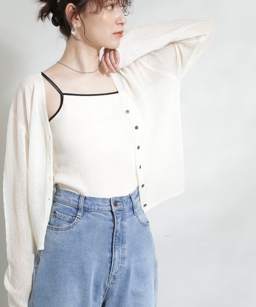 N.（N. Natural Beauty Basic）（エヌエヌナチュラルビューティーベーシック）の「◆テレコカップ付きキャミソール（キャミソール・レディース・チャコール/オフホワイト・MEDIUM）」の11枚目の写真