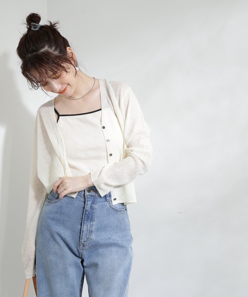 N.（N. Natural Beauty Basic）（エヌエヌナチュラルビューティーベーシック）の「◆テレコカップ付きキャミソール（キャミソール・レディース・チャコール/オフホワイト・MEDIUM）」の10枚目の写真