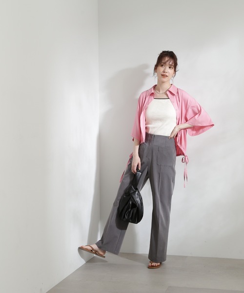 N.（N. Natural Beauty Basic）（エヌエヌナチュラルビューティーベーシック）の「◆テレコカップ付きキャミソール（キャミソール・レディース・チャコール/オフホワイト・MEDIUM）」の12枚目の写真