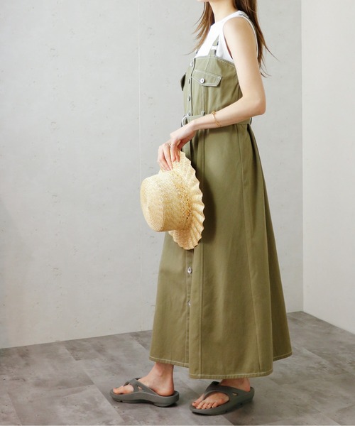 Per sist ence（パーシエンス）の「Per sist ence/パーシエンス　ウエストベルト付きジャンパースカート（ジャンパースカート・レディース・ダークグレー/インディゴブルー/カーキ・FREE）」の8枚目の写真