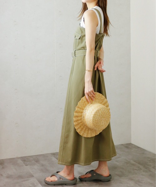 Per sist ence（パーシエンス）の「Per sist ence/パーシエンス　ウエストベルト付きジャンパースカート（ジャンパースカート・レディース・ダークグレー/インディゴブルー/カーキ・FREE）」の9枚目の写真