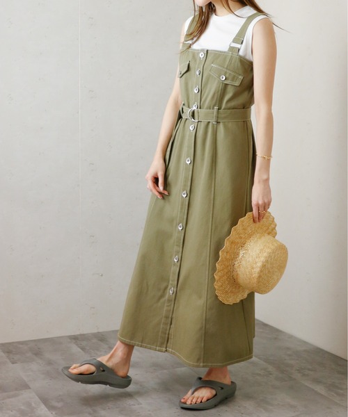 Per sist ence（パーシエンス）の「Per sist ence/パーシエンス　ウエストベルト付きジャンパースカート（ジャンパースカート・レディース・ダークグレー/インディゴブルー/カーキ・FREE）」の13枚目の写真