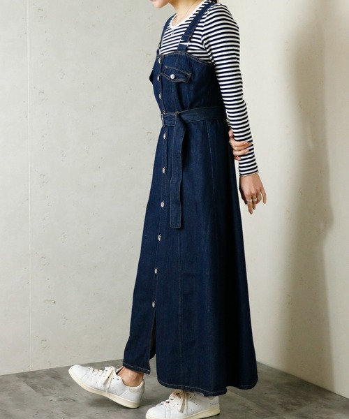 Per sist ence（パーシエンス）の「Per sist ence/パーシエンス　ウエストベルト付きジャンパースカート（ジャンパースカート・レディース・ダークグレー/インディゴブルー/カーキ・FREE）」の17枚目の写真