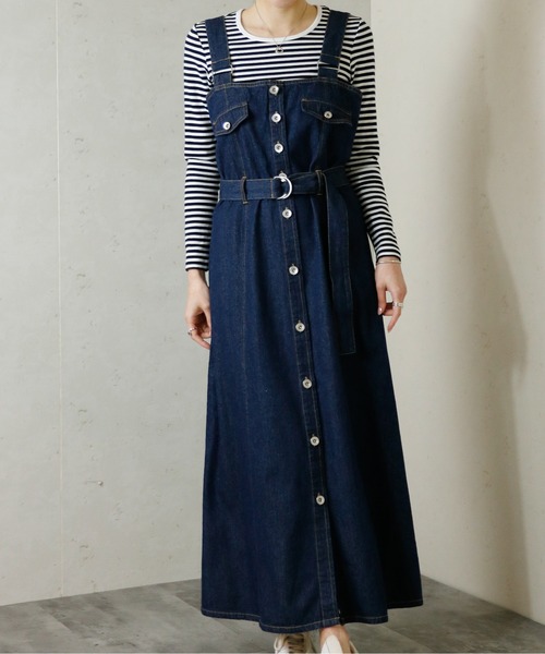 Per sist ence（パーシエンス）の「Per sist ence/パーシエンス　ウエストベルト付きジャンパースカート（ジャンパースカート・レディース・ダークグレー/インディゴブルー/カーキ・FREE）」の21枚目の写真