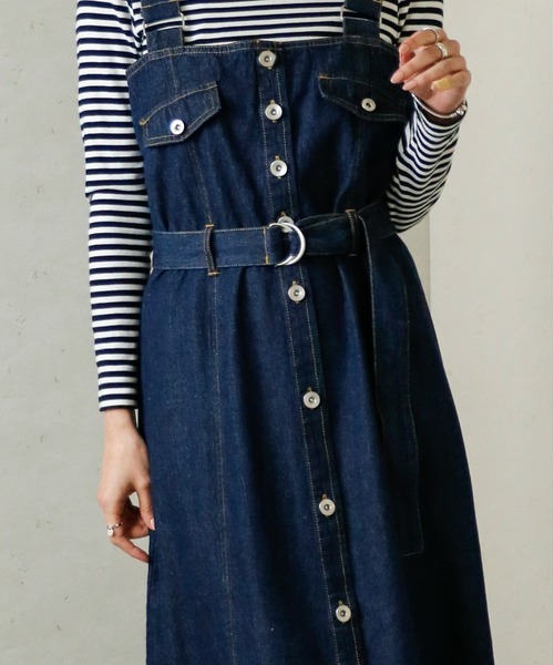 Per sist ence（パーシエンス）の「Per sist ence/パーシエンス　ウエストベルト付きジャンパースカート（ジャンパースカート・レディース・ダークグレー/インディゴブルー/カーキ・FREE）」の22枚目の写真