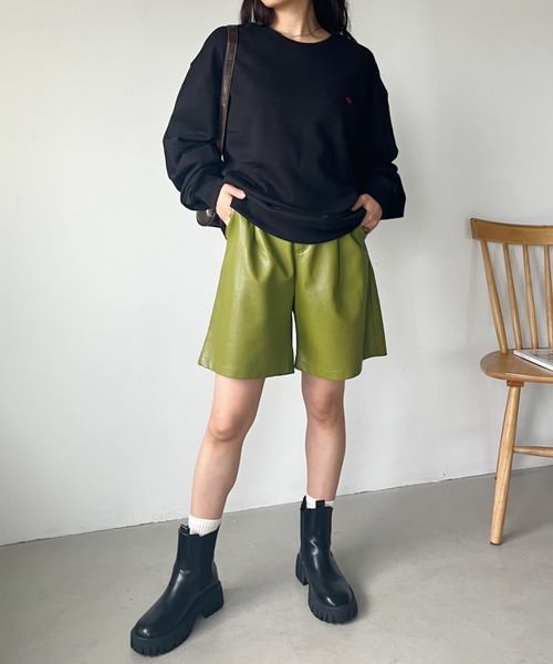 CLEA(クレア)の「PUタックハーフパンツ(その他パンツ・レディース・ブラック/ベージュ/オリーブ・M/L)」の5枚目の写真