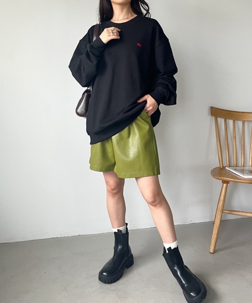 CLEA(クレア)の「PUタックハーフパンツ(その他パンツ・レディース・ブラック/ベージュ/オリーブ・M/L)」の6枚目の写真