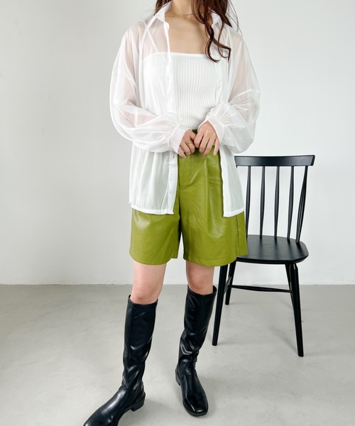 CLEA(クレア)の「PUタックハーフパンツ(その他パンツ・レディース・ブラック/ベージュ/オリーブ・M/L)」の8枚目の写真