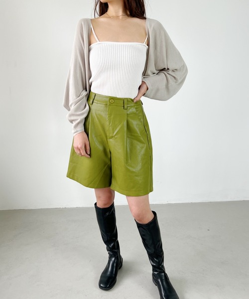 CLEA(クレア)の「PUタックハーフパンツ(その他パンツ・レディース・ブラック/ベージュ/オリーブ・M/L)」の9枚目の写真