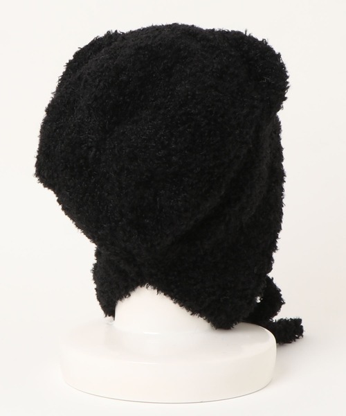 ALTROSE(アルトローズ)の「ニット帽 くまみみ フラップ付フード ボンネット風(ニットキャップ/ビーニー・レディース・ブラック/ホワイト・FREE)」の13枚目の写真